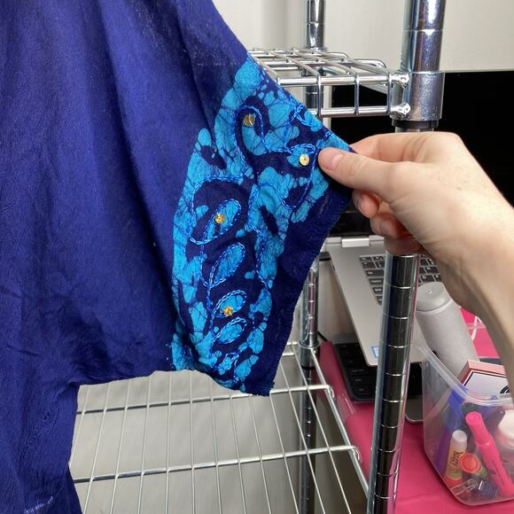 Ocean Breeze Women's Blue Boho Beachy Embroidered Dress Size S Cover Up Flowy - Picture 8 of 10